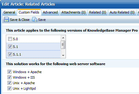 We edit custom fields in Knowledge Base Software