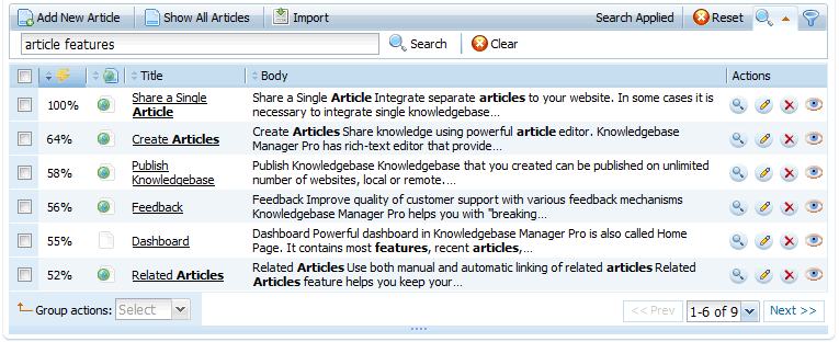 Instant search in data grids