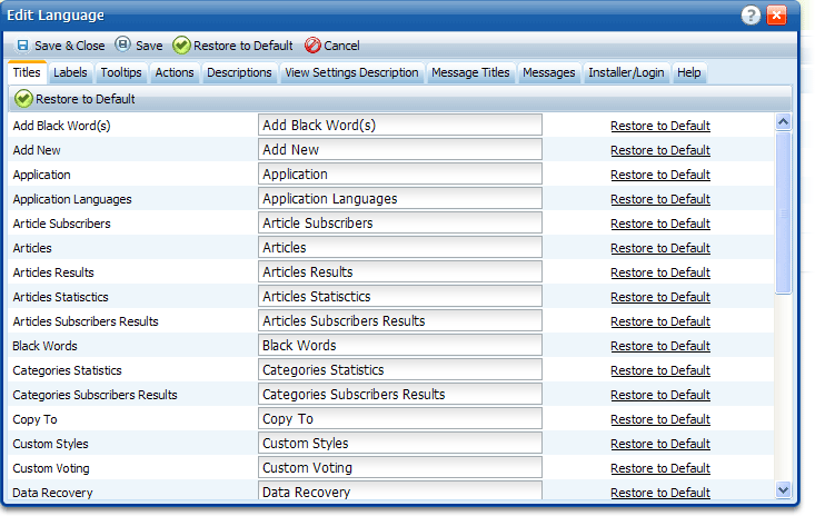 Language profile editing