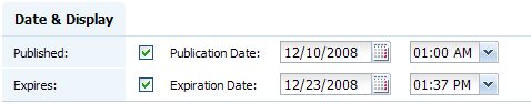 Publication and Hiding dates for article in Web Based Knowledge Base Software