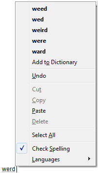 Spell check example in knowledge base software