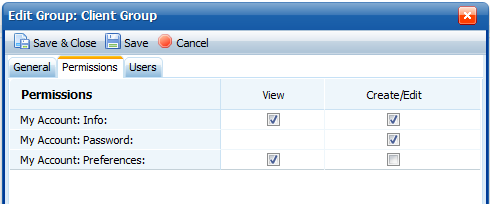 Client group permissions