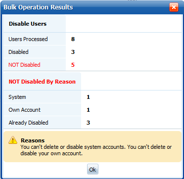 Report for bulk user disabling